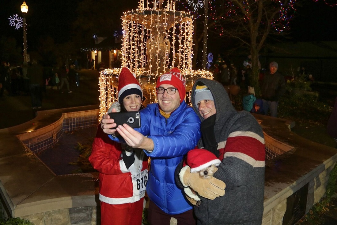 People at Christmas lights festival