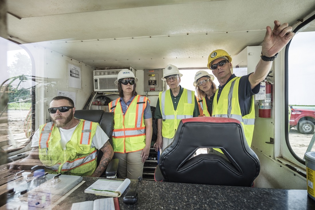 Workers in a trailer