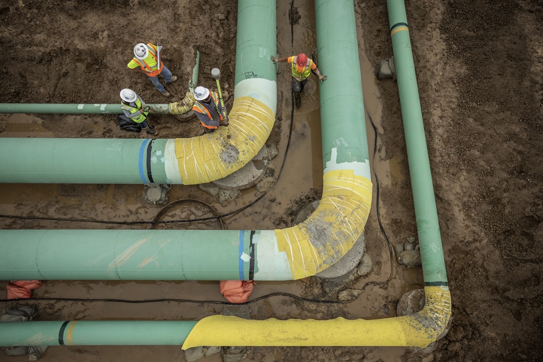 large gas pipes from overhead