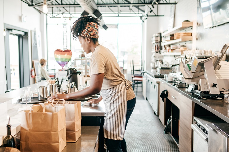 Woman working in a coffee shop