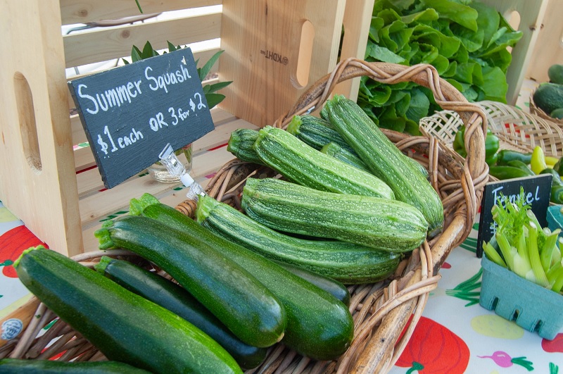 A basket of fresh squash