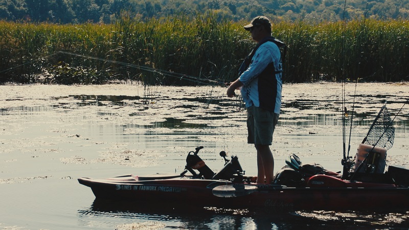 Man fishing from a kayak