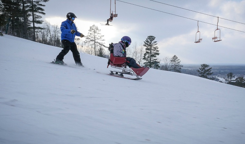 Disabled person on a ski hill