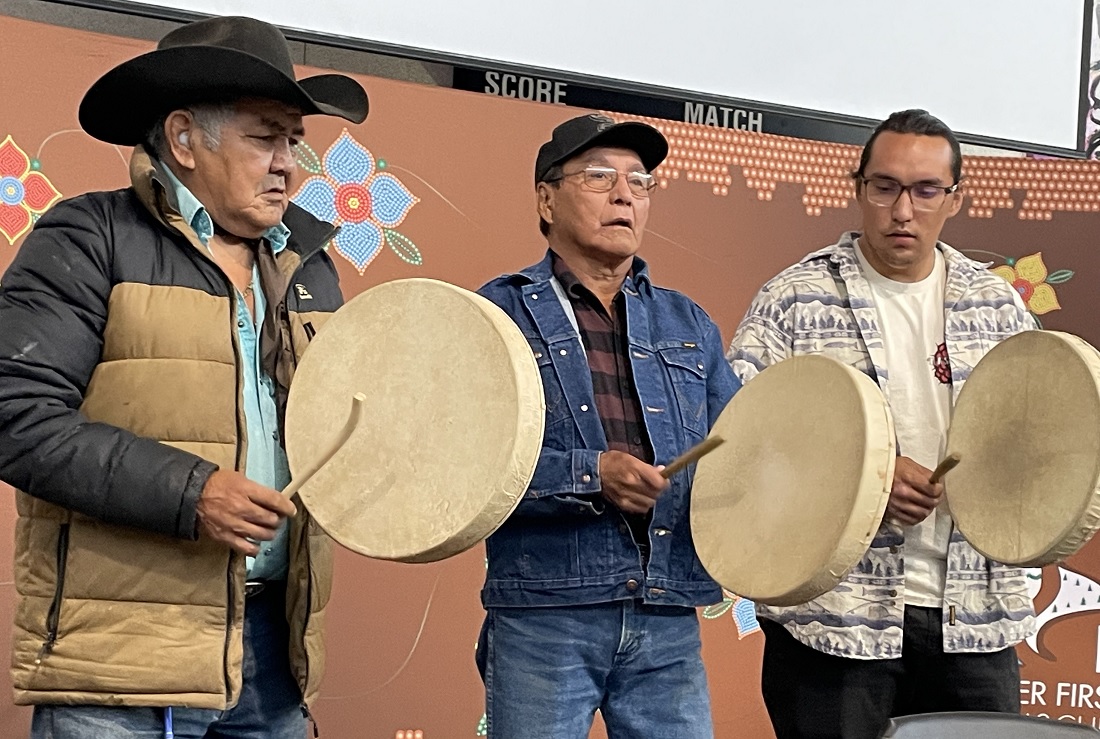 three Indigenous drummers